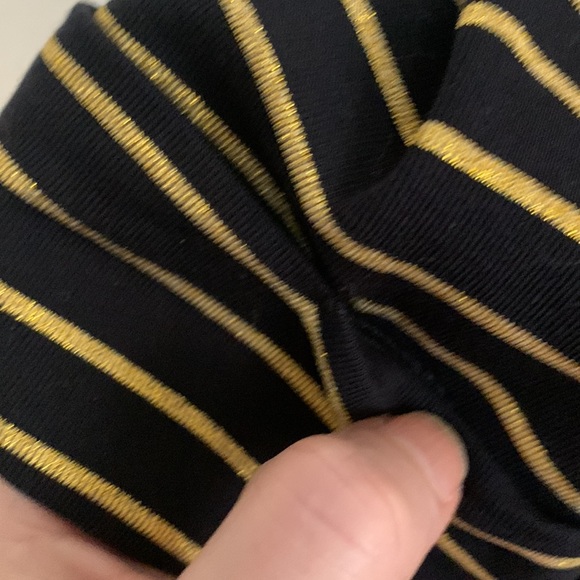 🖤Lauren Ralph Lauren Boat Neck Top Black w/ Gold Sparkling Stripes Cotton NEW🖤 - Picture 10 of 12